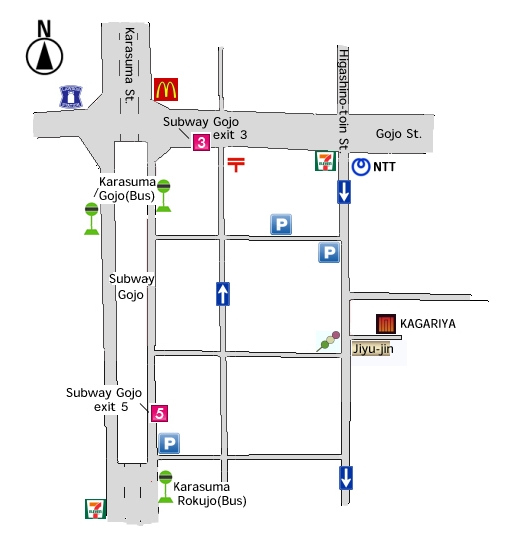 Map from the nearest station to Kagariya